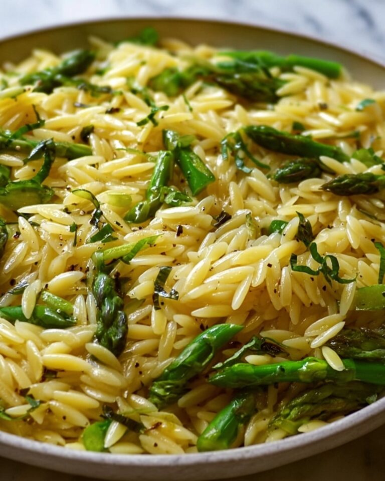 Creamy Orzo with Garlic Butter Asparagus Recipe