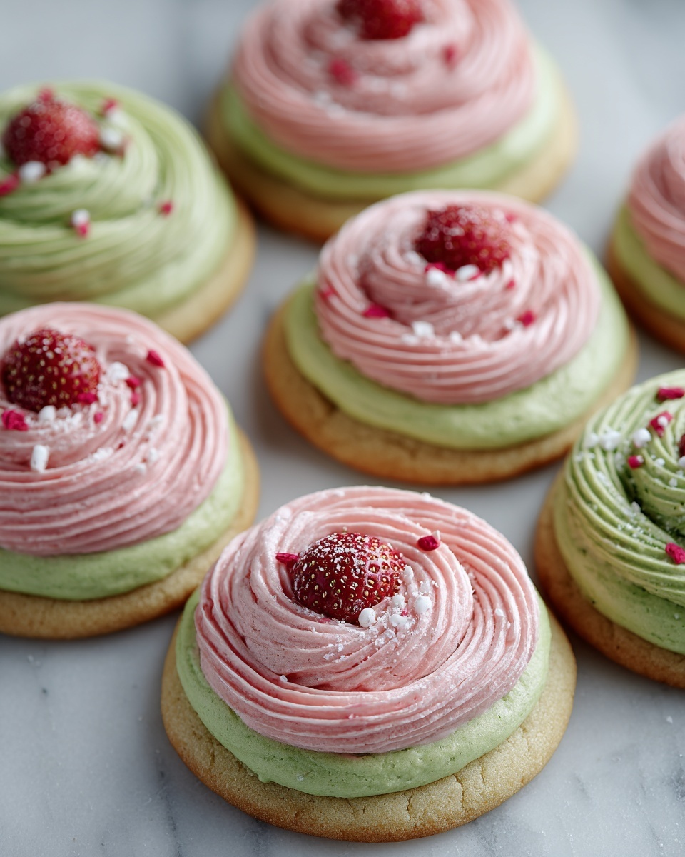 Strawberry Frosted Matcha Cookies Recipe - Recipe Image