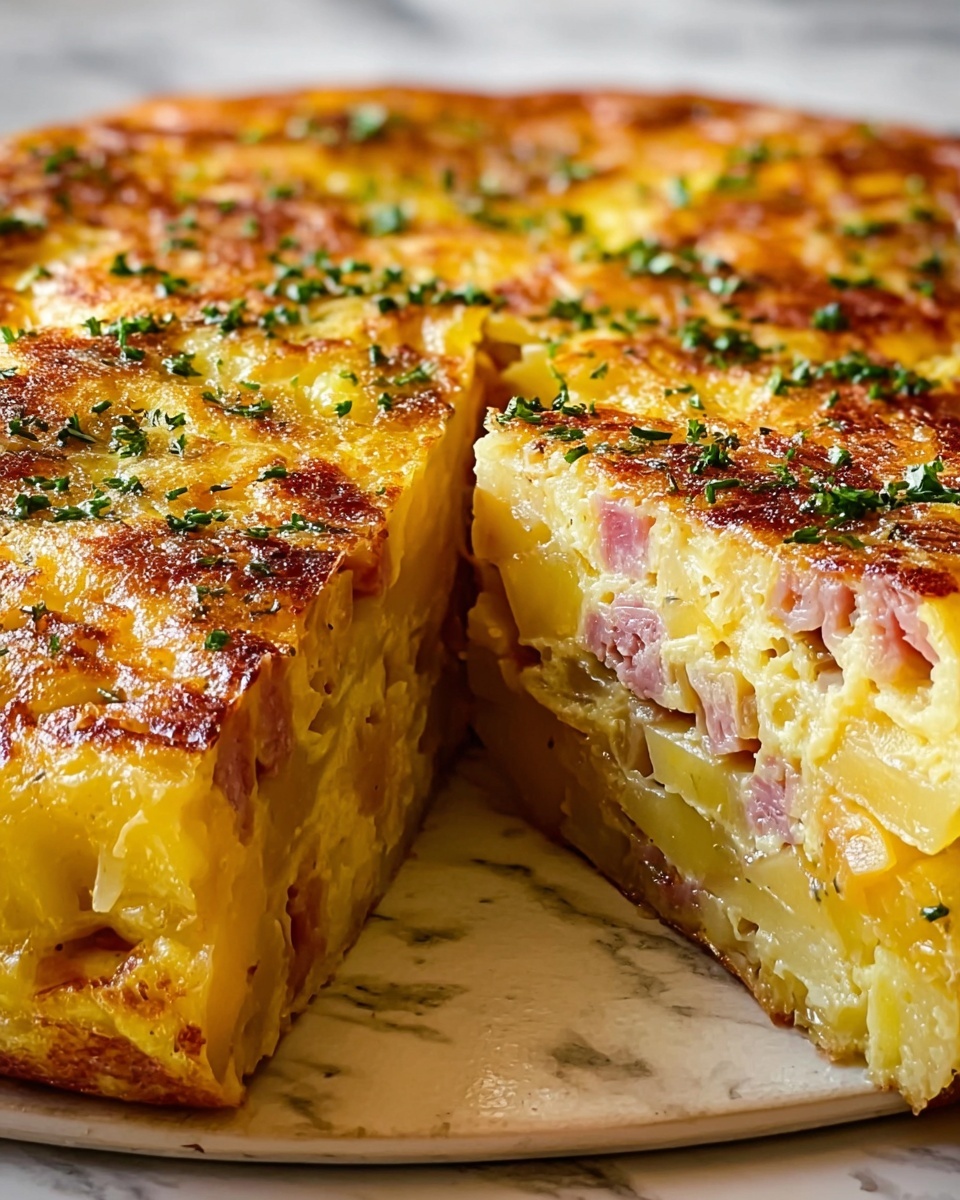 Spanish Tortilla-Inspired Quiche with Hashbrown Crust Recipe - Recipe Image