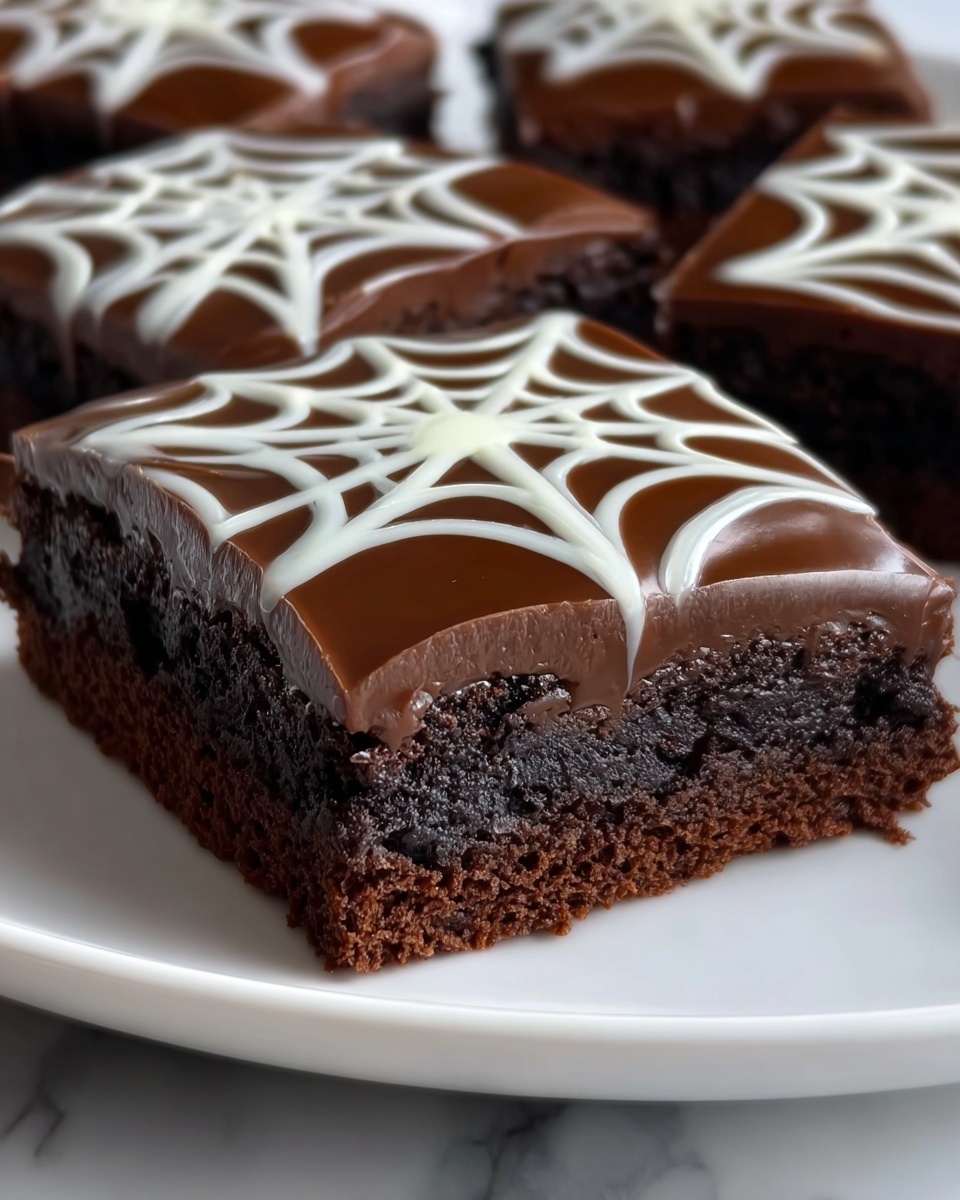 White Chocolate Spiderweb Brownies Recipe - Recipe Image