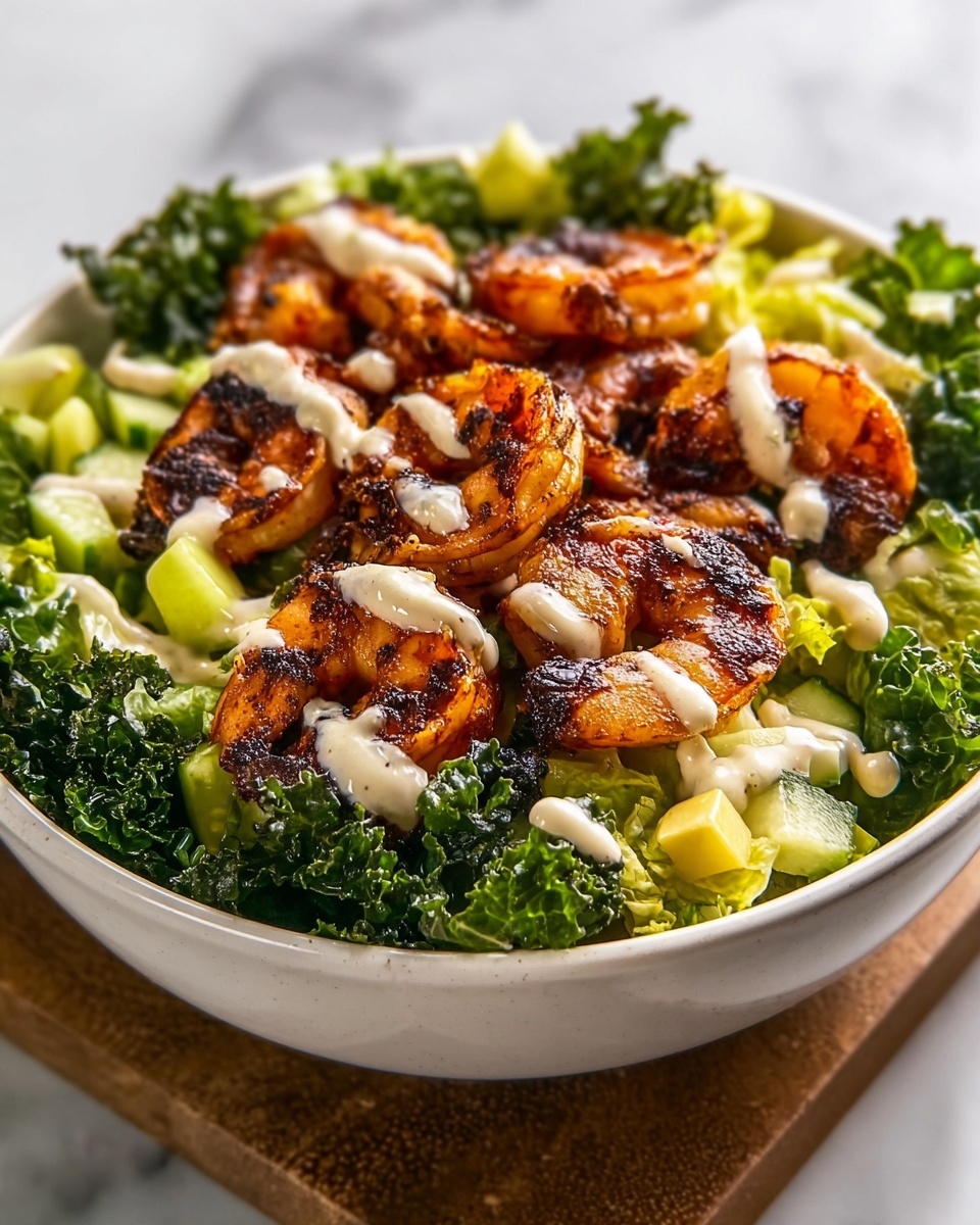 Hot Honey Blackened Shrimp Caesar Salad Recipe - Recipe Image