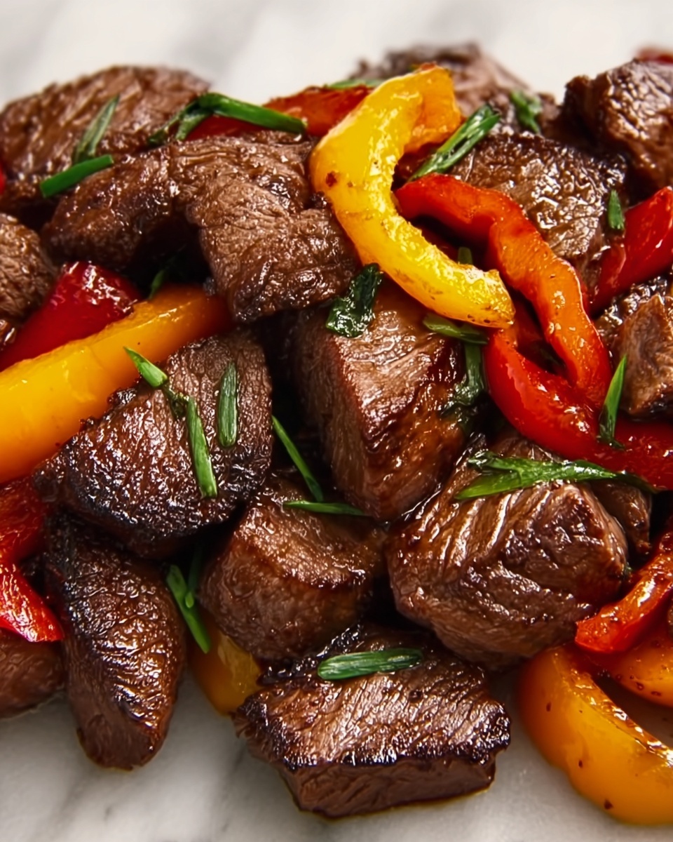 Air Fryer Honey Garlic Steak and Sweet Pepper Bites Recipe - Recipe Image
