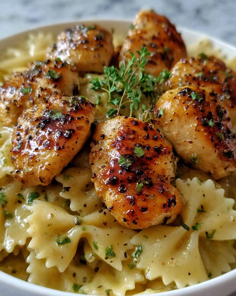 Lemon Garlic Chicken with Creamy Bowtie Pasta Recipe - Recipe Image