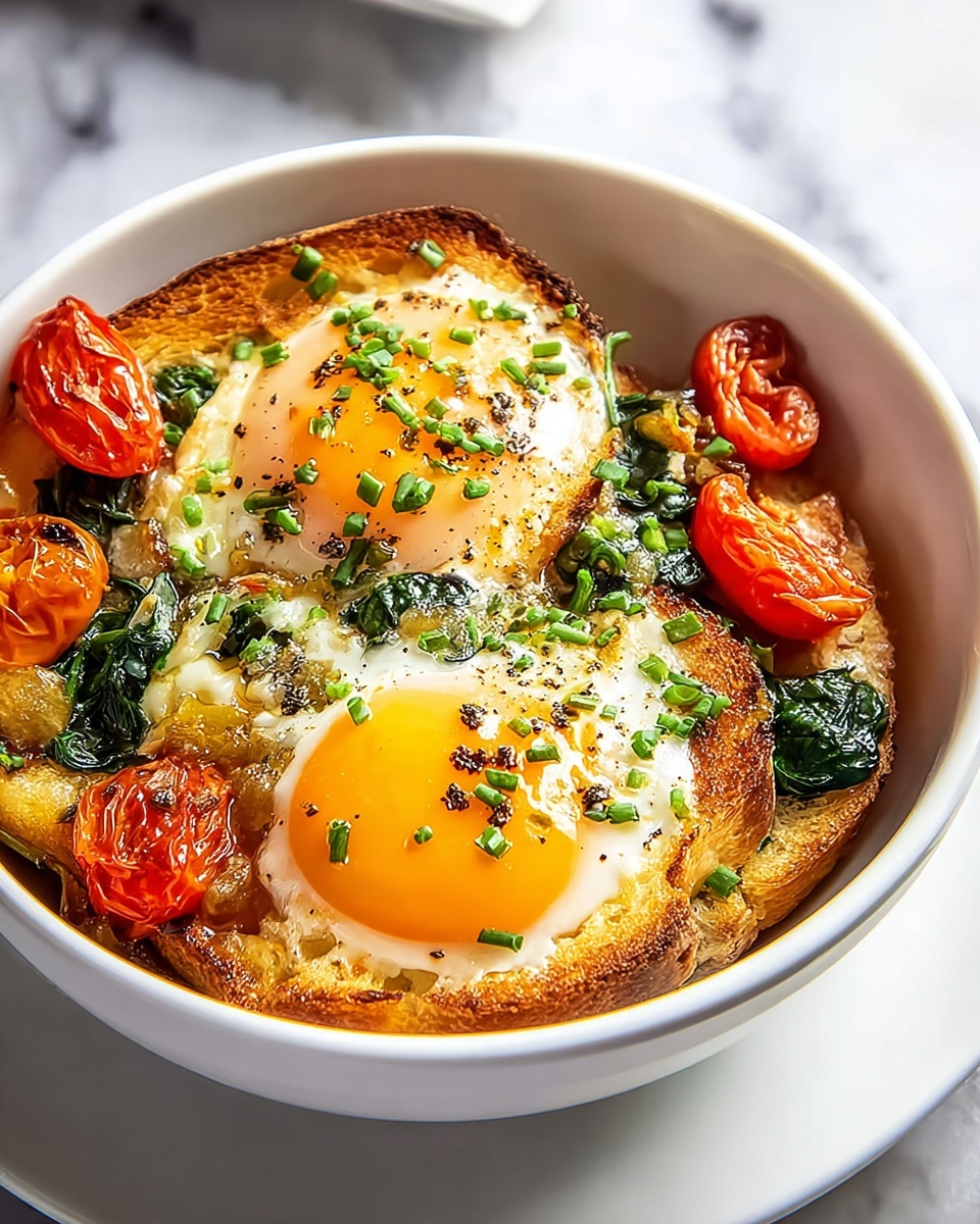Baked Feta Eggs with Spinach and Tomatoes Recipe - Recipe Image