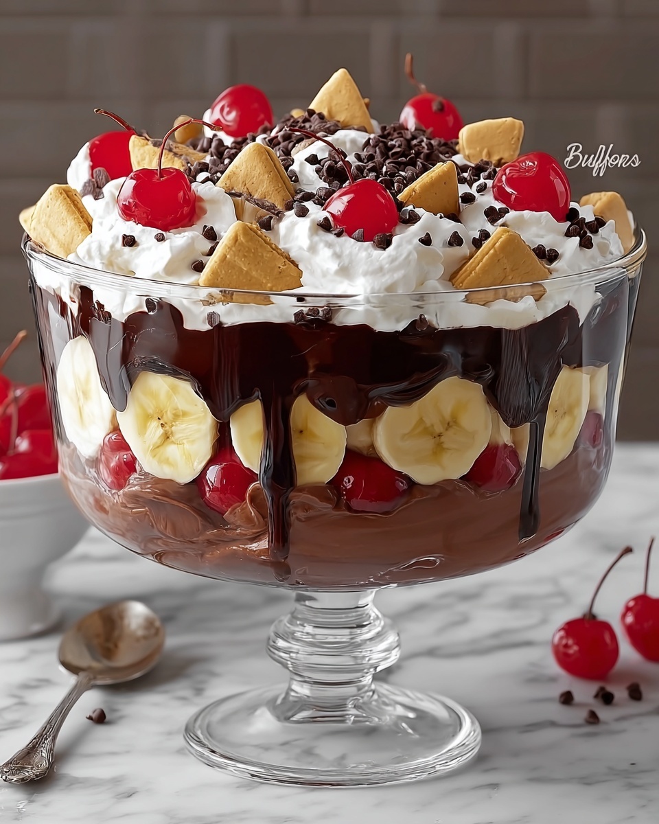 No-Bake Chocolate Banana Split Trifle Recipe - Recipe Image