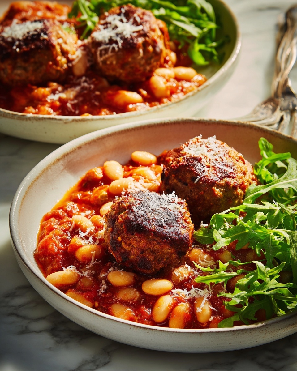 Sausage Fennel Meatballs with Creamy Tomato Butter Beans Recipe - Recipe Image