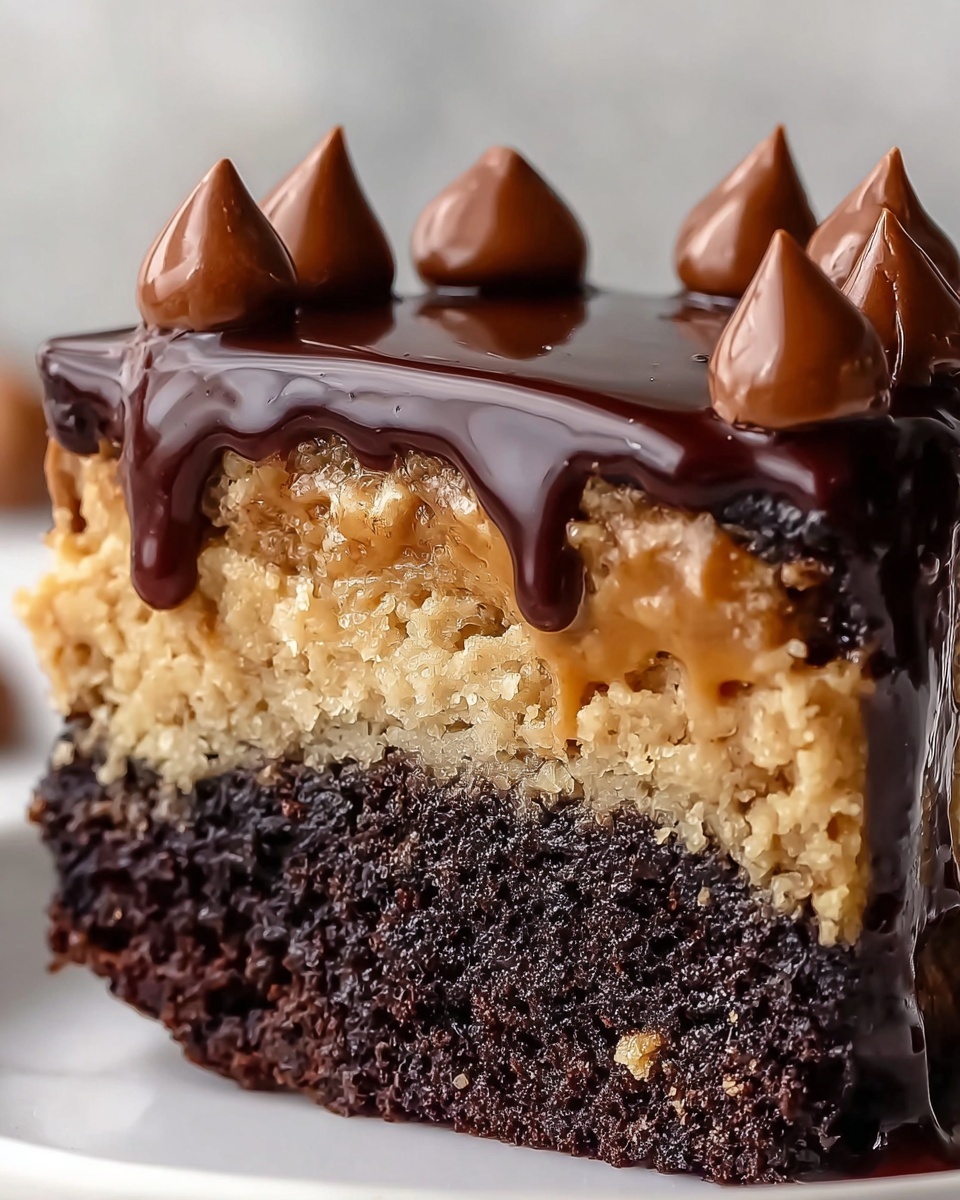 Chocolate Peanut Butter Ooey Gooey Cake Delight Recipe - Recipe Image