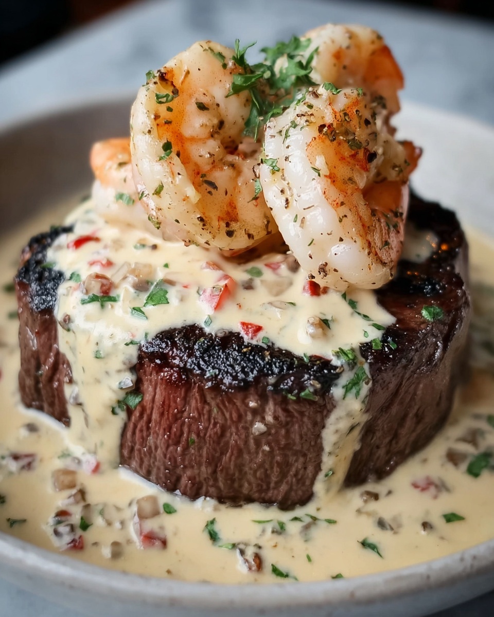 Filet Mignon with Shrimp and Lobster Cream Sauce Recipe - Recipe Image