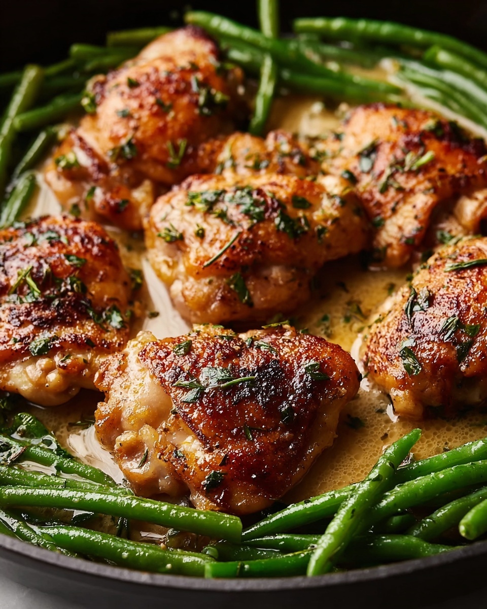 Lemon Garlic Butter Chicken and Green Beans Skillet Recipe - Recipe Image