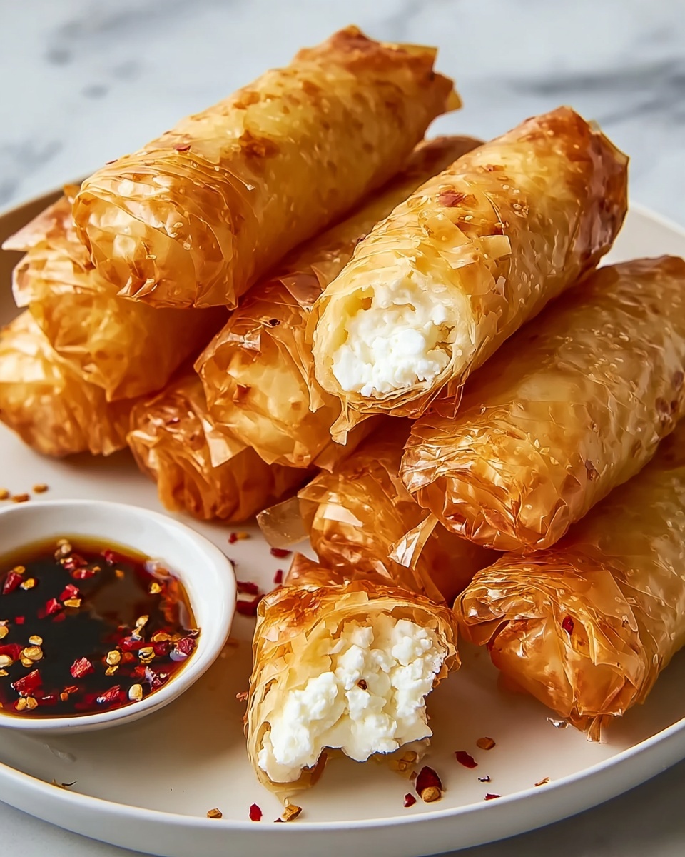 Oven Fried Feta Rolls with Chili Honey Recipe - Recipe Image