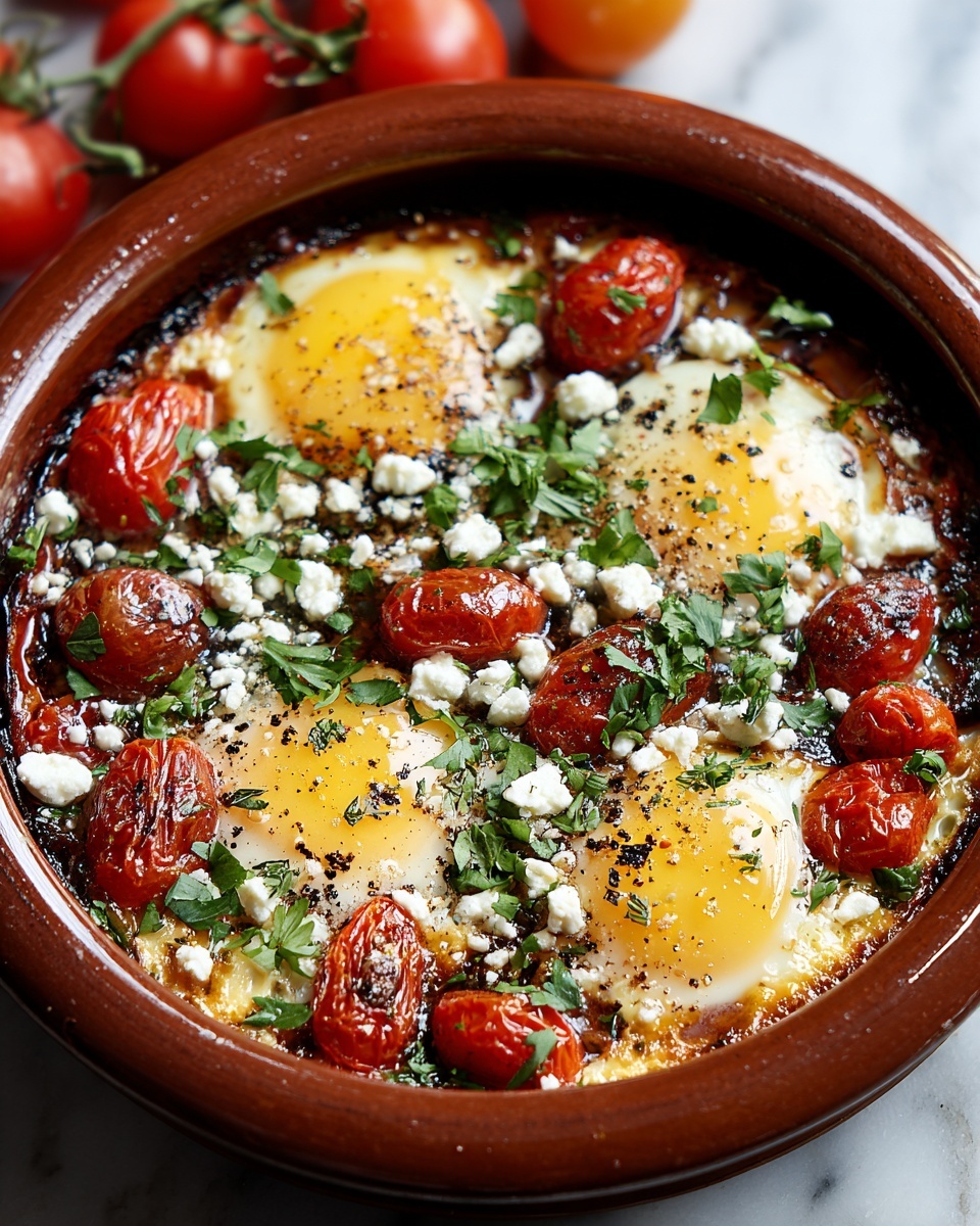 Mediterranean Baked Feta Eggs Recipe - Recipe Image