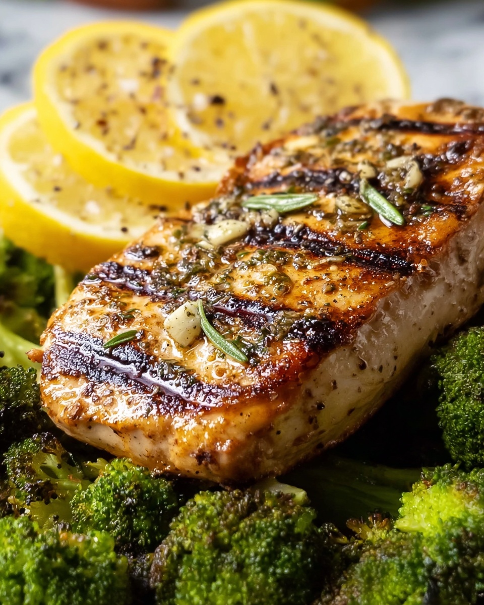 Grilled Lemon Garlic Chicken with Roasted Broccoli Recipe - Recipe Image