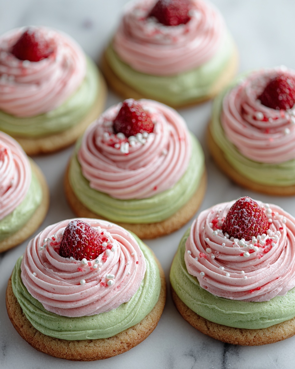 Strawberry Frosted Matcha Cookies Recipe - Recipe Image