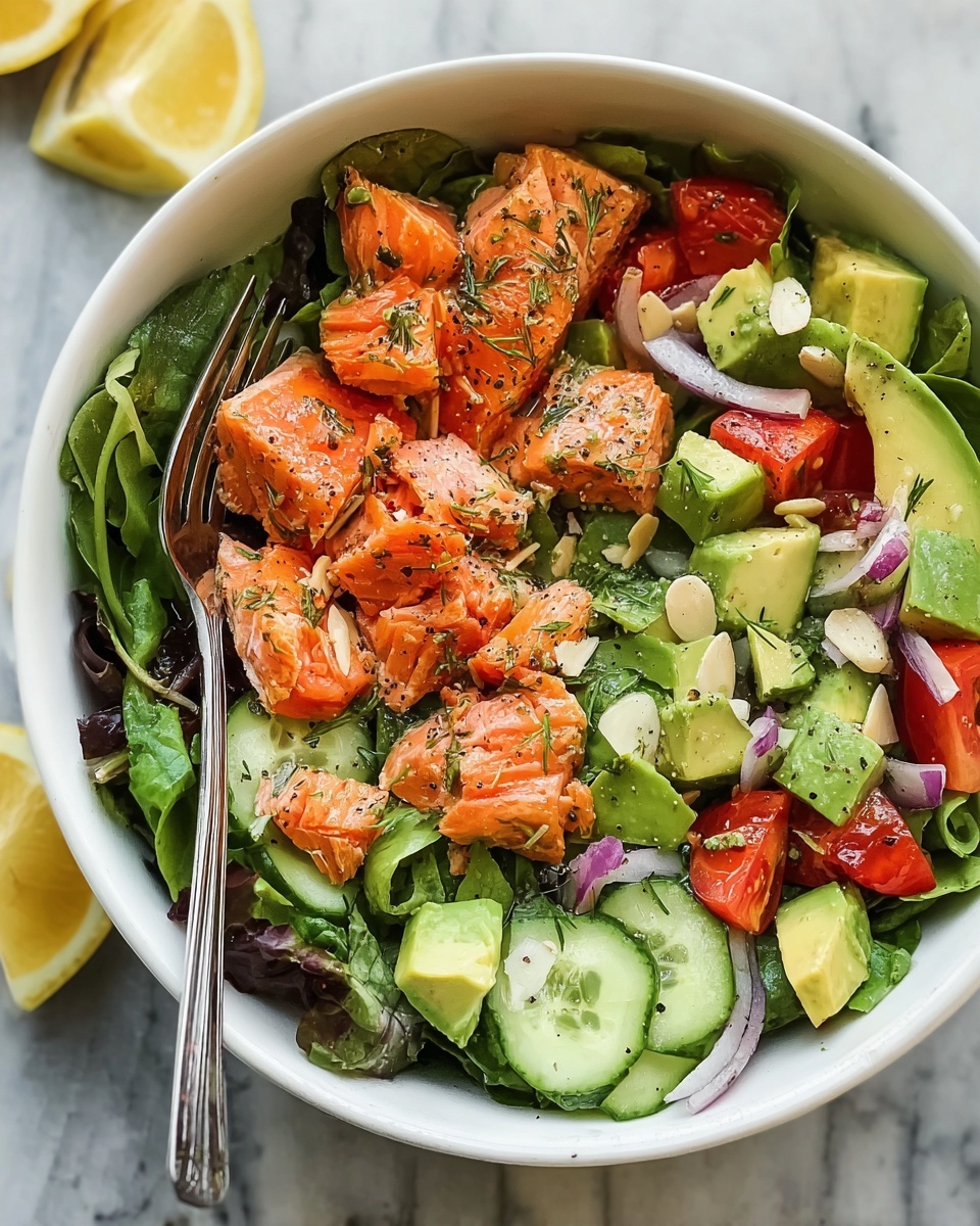 Salmon Avocado Salad with Lemon Vinaigrette Recipe - Recipe Image