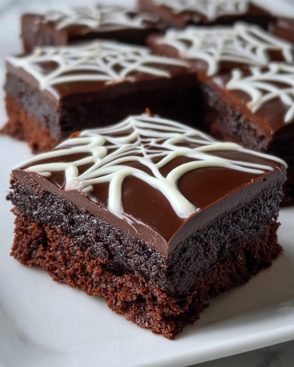White Chocolate Spiderweb Brownies Recipe - Recipe Image