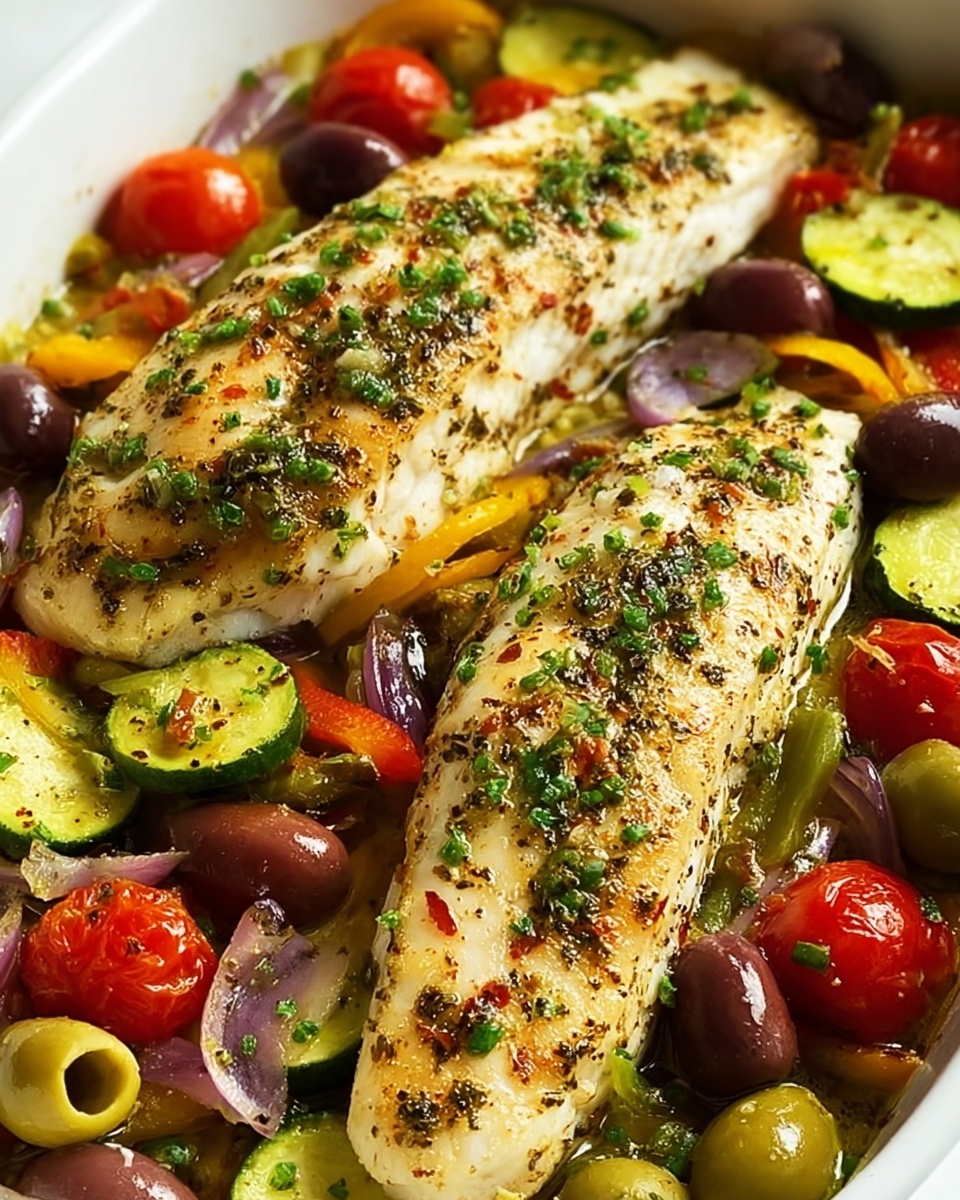Mediterranean Baked Fish Recipe - Recipe Image