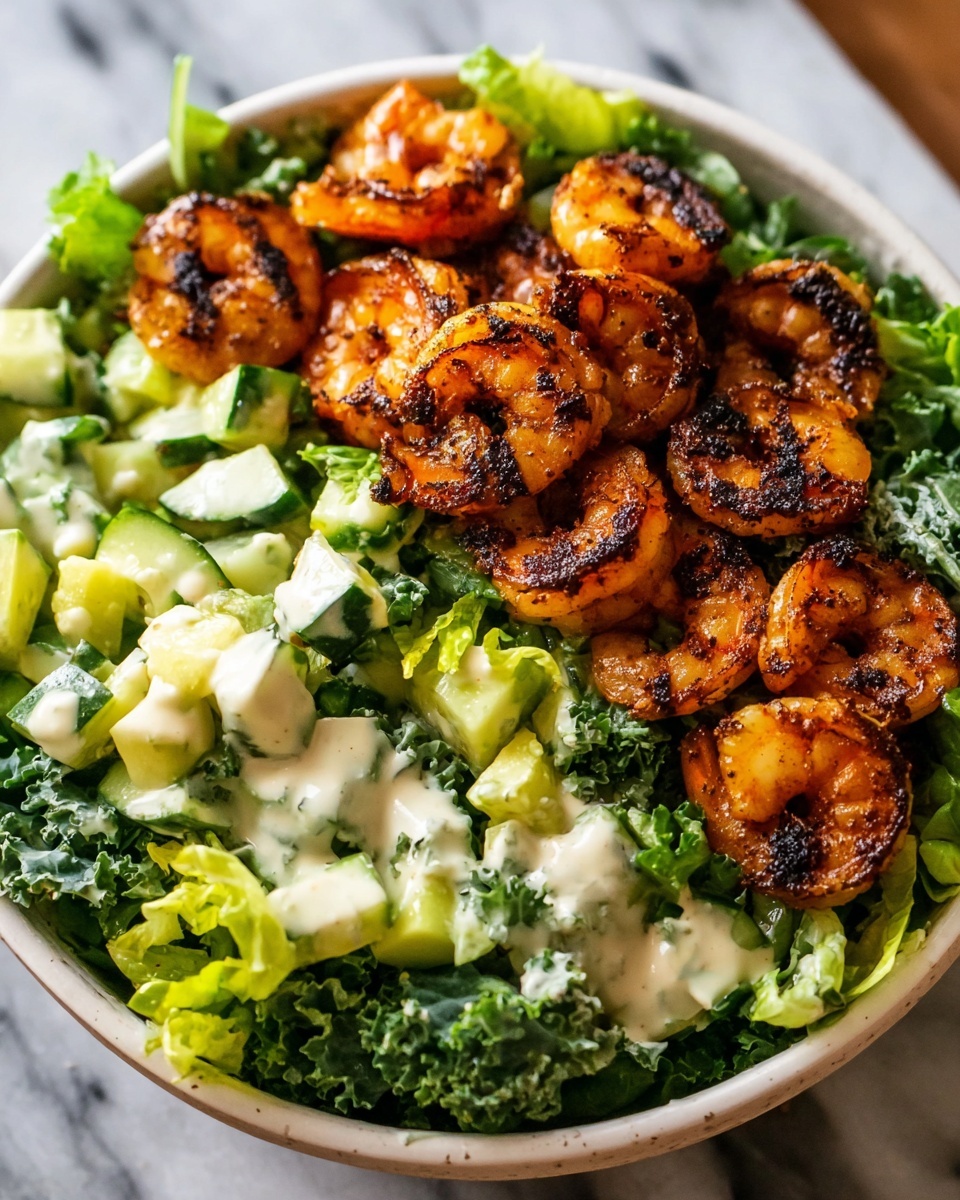 Hot Honey Blackened Shrimp Caesar Salad Recipe - Recipe Image