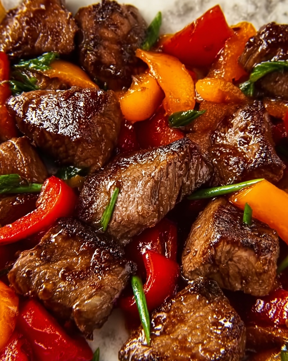Air Fryer Honey Garlic Steak and Sweet Pepper Bites Recipe - Recipe Image