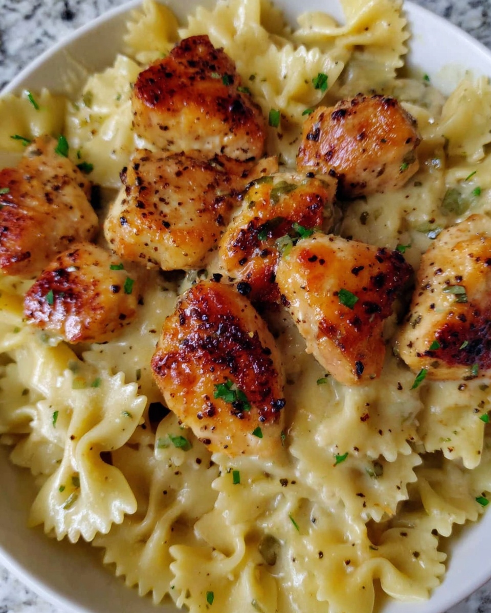 Lemon Garlic Chicken with Creamy Bowtie Pasta Recipe - Recipe Image