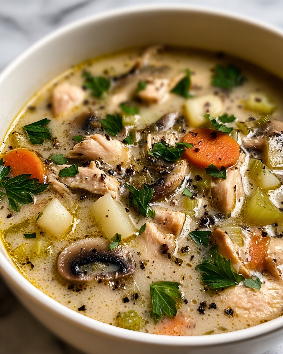 Easy Chicken, Mushroom & Leek Soup Recipe - Recipe Image