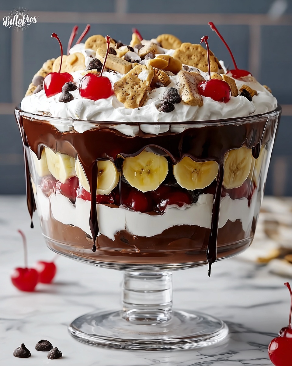 No-Bake Chocolate Banana Split Trifle Recipe - Recipe Image