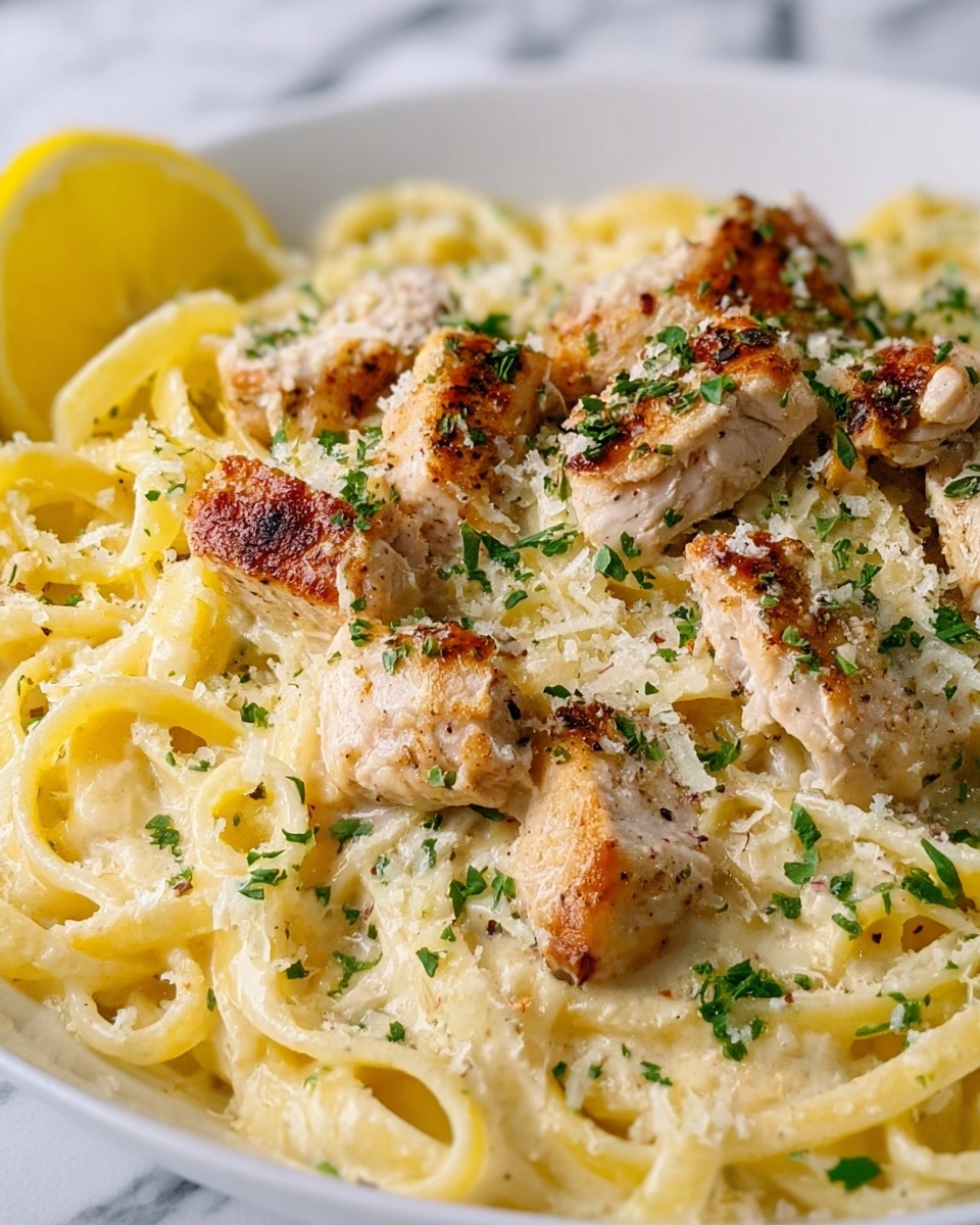 Creamy Lemon Garlic Chicken Pasta Recipe - Recipe Image