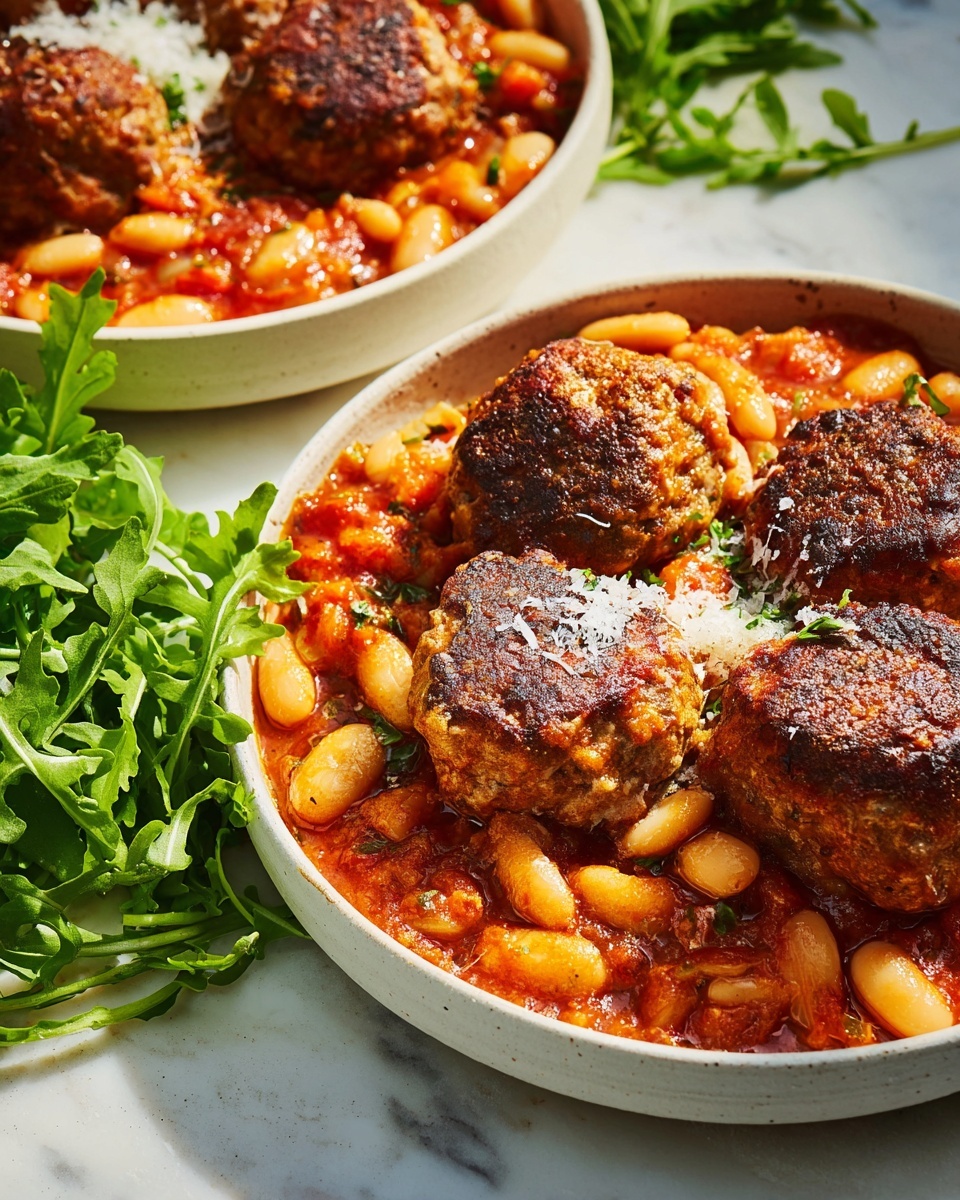 Sausage Fennel Meatballs with Creamy Tomato Butter Beans Recipe - Recipe Image