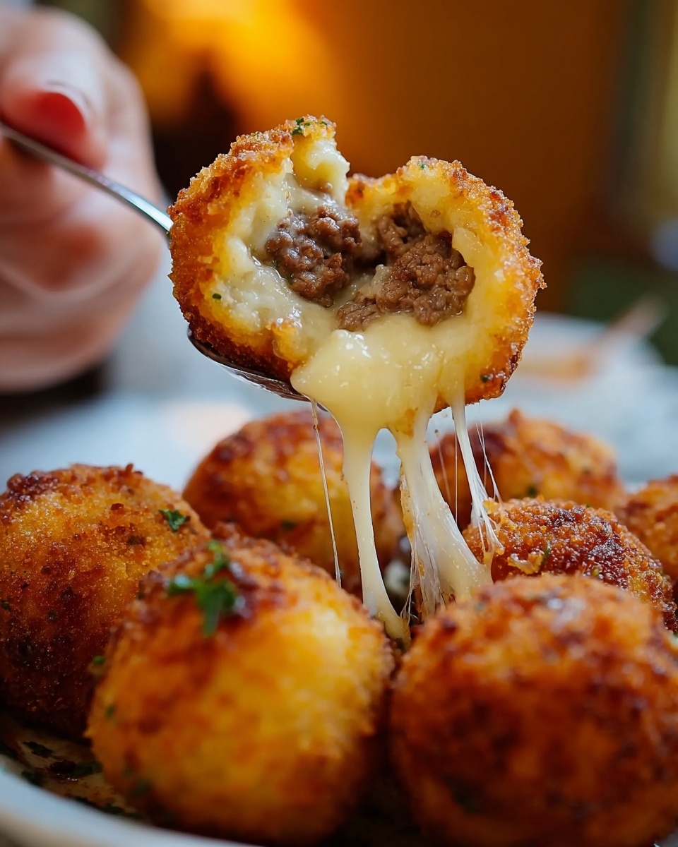 Fried Cheesy Ground Beef Balls Recipe - Recipe Image