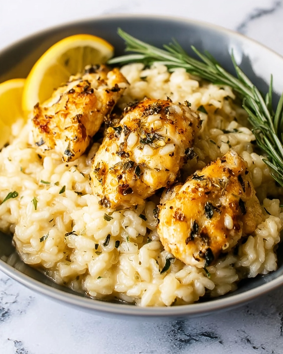 Creamy Cacio e Pepe Orzo Risotto with Rosemary Chicken Recipe - Recipe Image