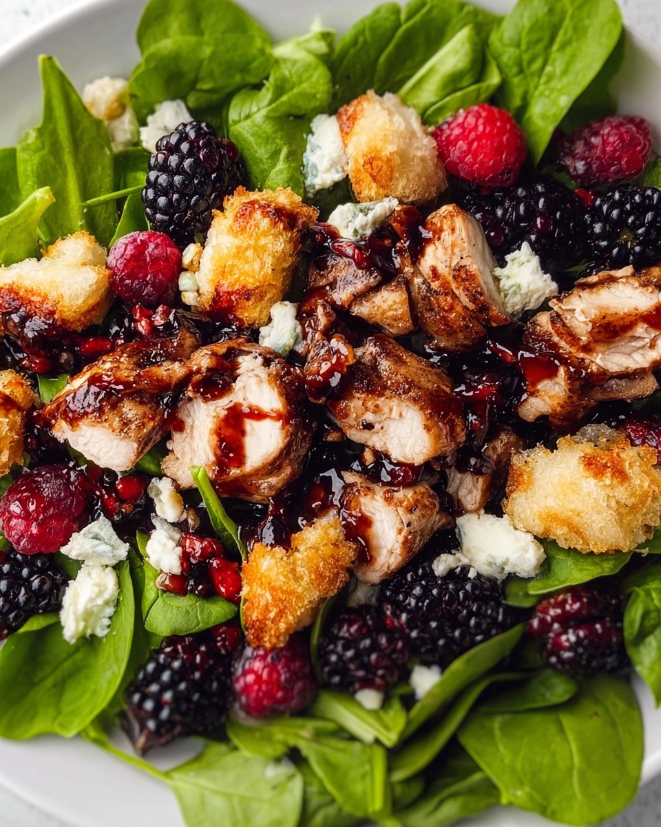 Blackberry Balsamic Grilled Chicken Salad with Crispy Goat Cheese Recipe - Recipe Image