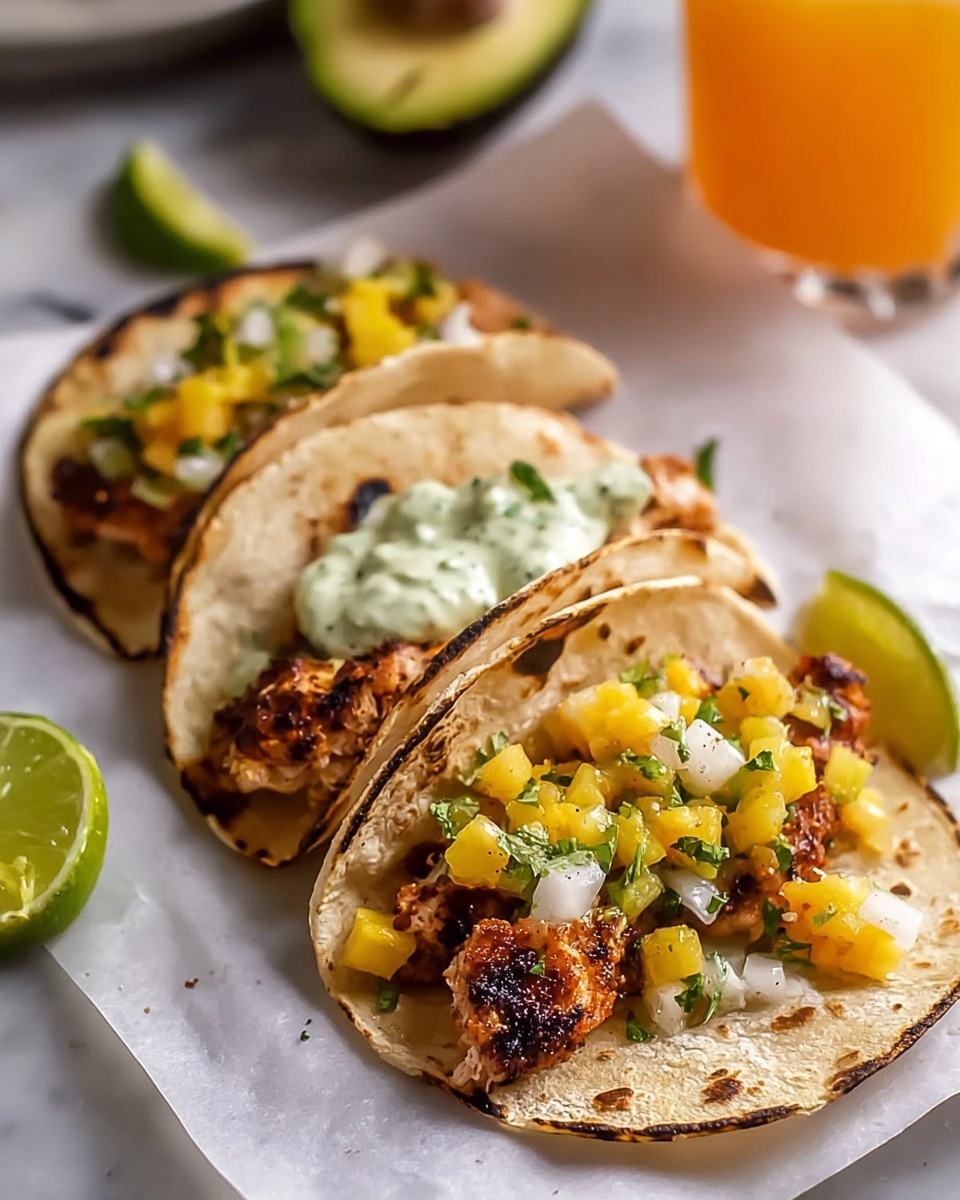Crispy BBQ Salmon Tacos with Avocado Mango Salsa and Jalapeño Recipe - Recipe Image