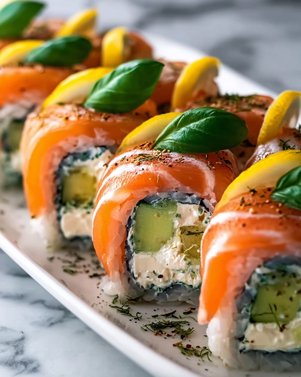 Lemon Basil Salmon Rolls with Asparagus and Warm Lemon Sauce Recipe - Recipe Image