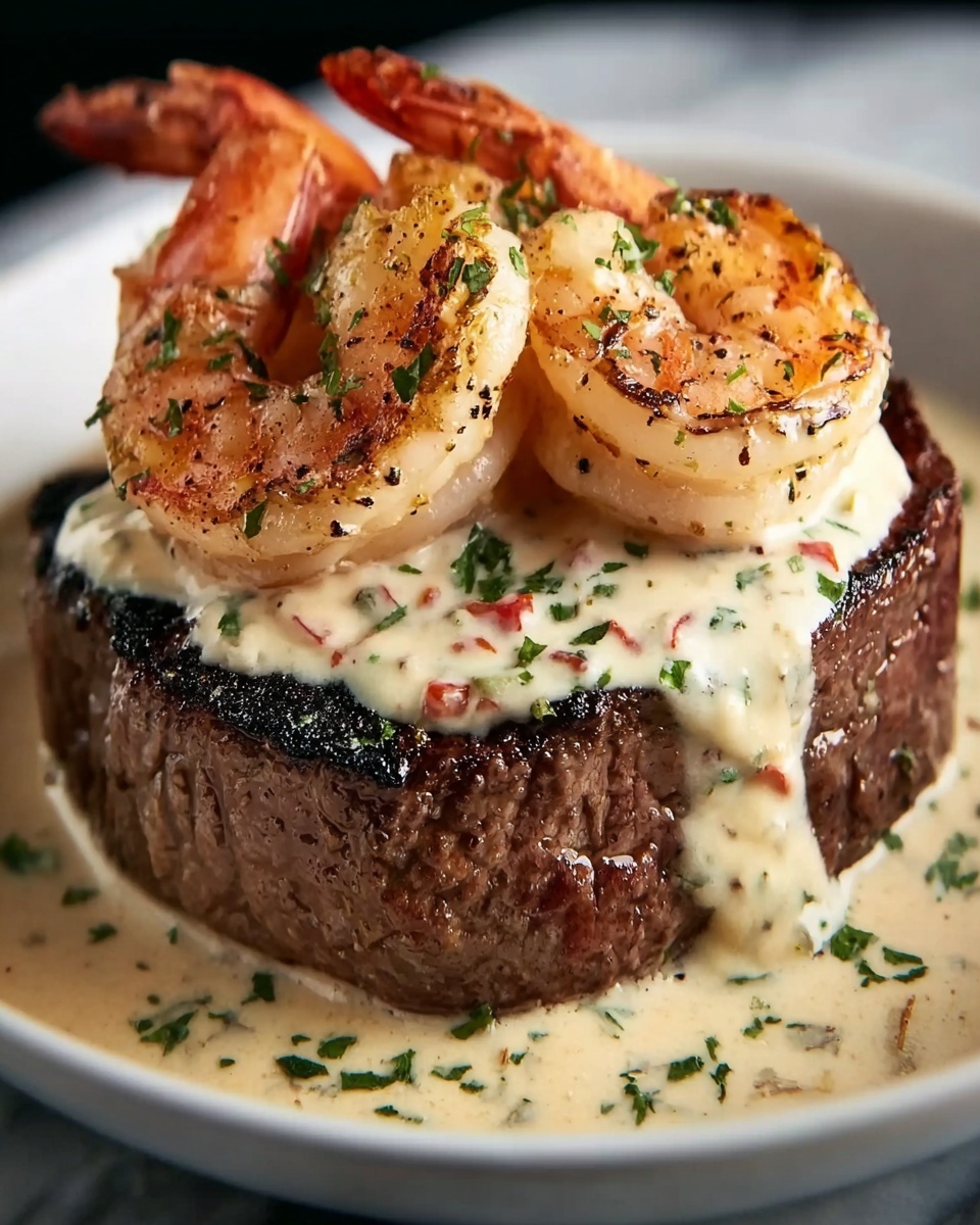 Filet Mignon with Shrimp and Lobster Cream Sauce Recipe - Recipe Image
