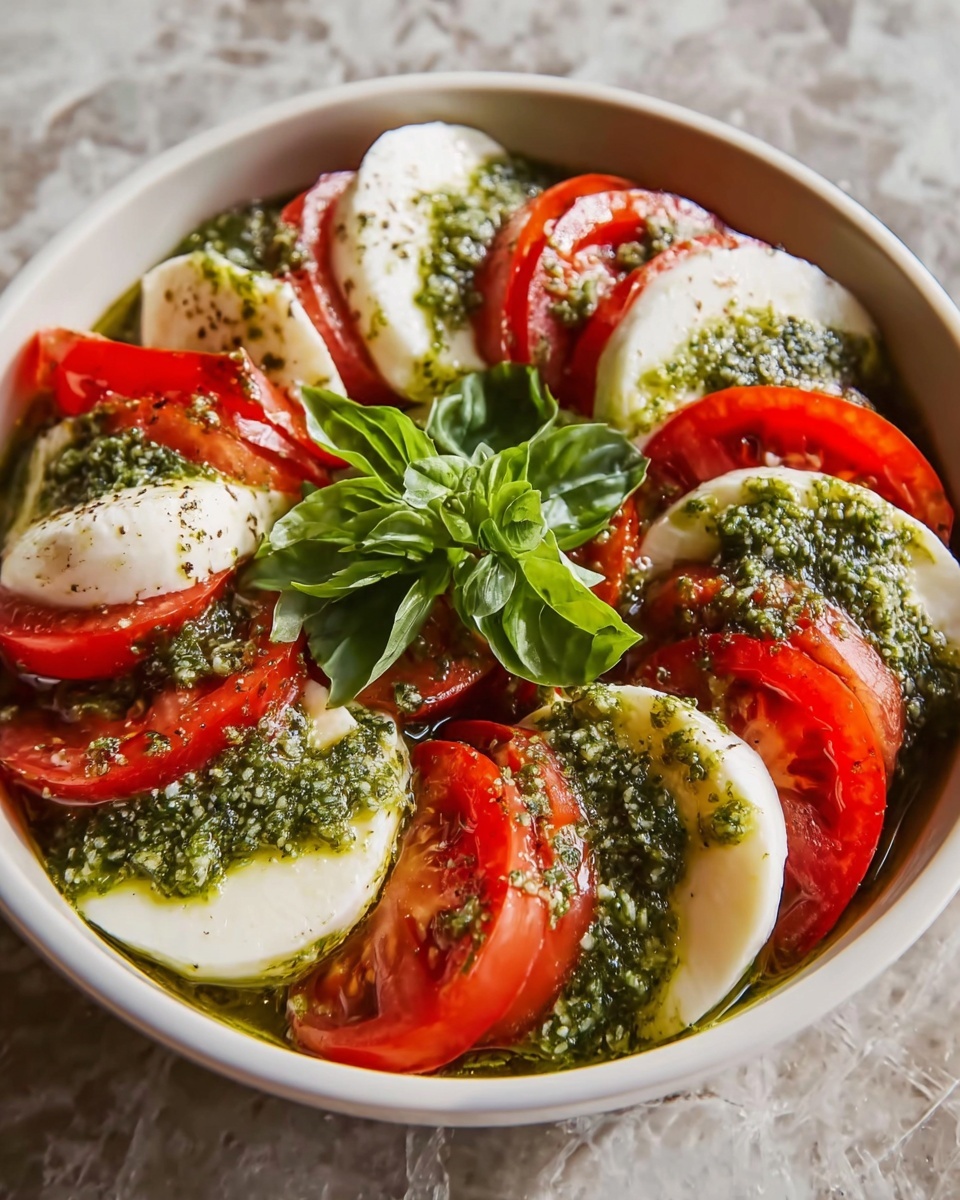 Caprese Salad with Pesto Dressing Recipe - Recipe Image
