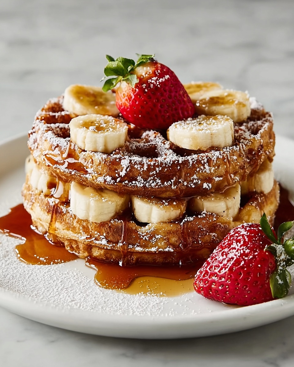 Caramelized Coconut Banana Bread Waffle French Toast Recipe - Recipe Image
