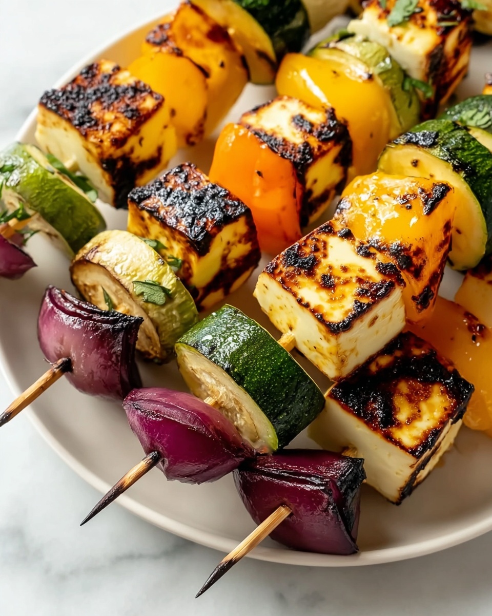 Grilled Greek Halloumi Kebabs Recipe - Recipe Image