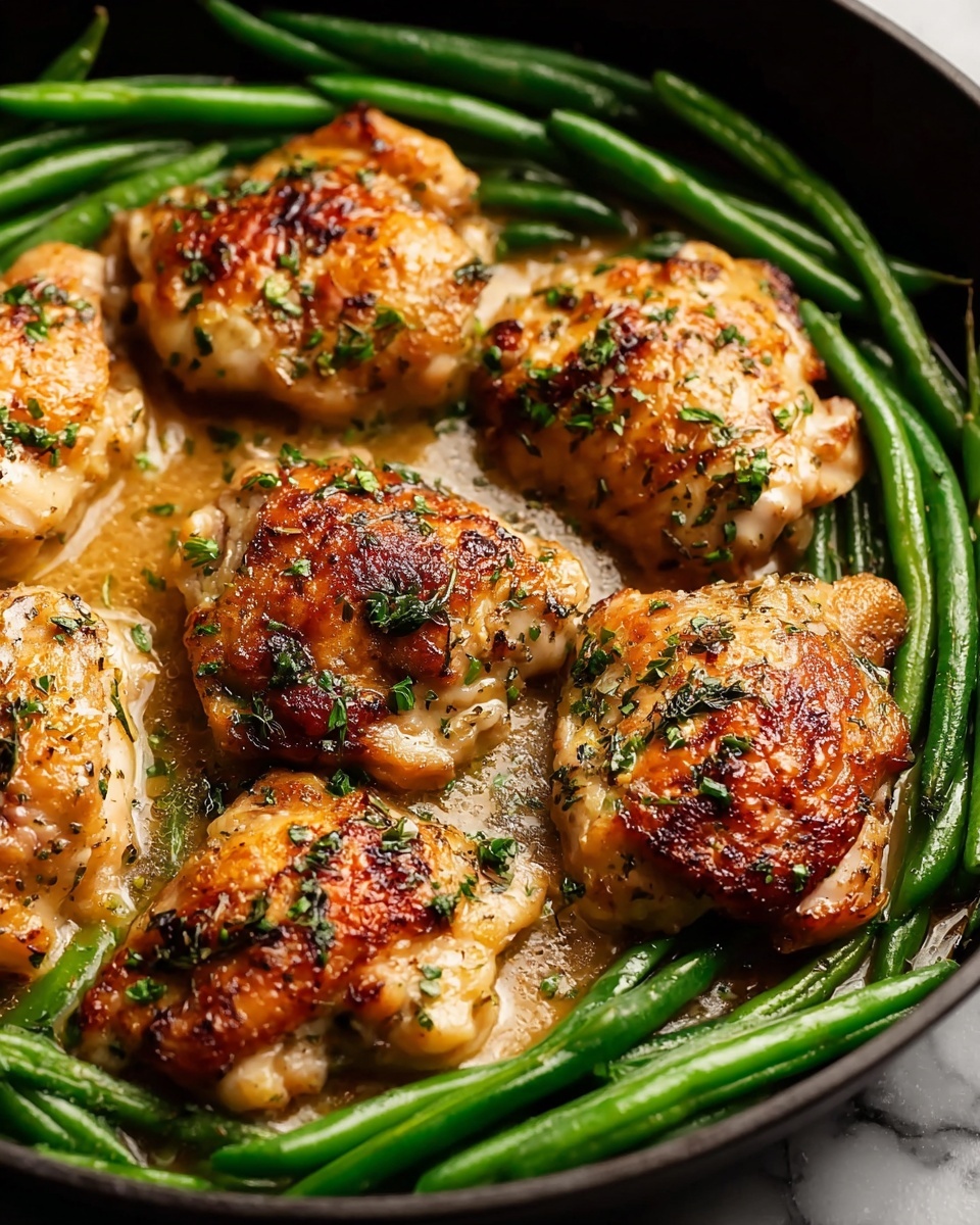 Lemon Garlic Butter Chicken and Green Beans Skillet Recipe - Recipe Image