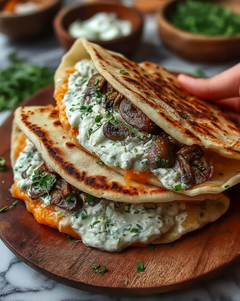 Cheesy Beef and Mushroom Pita Pockets with Tzatziki Sauce Recipe