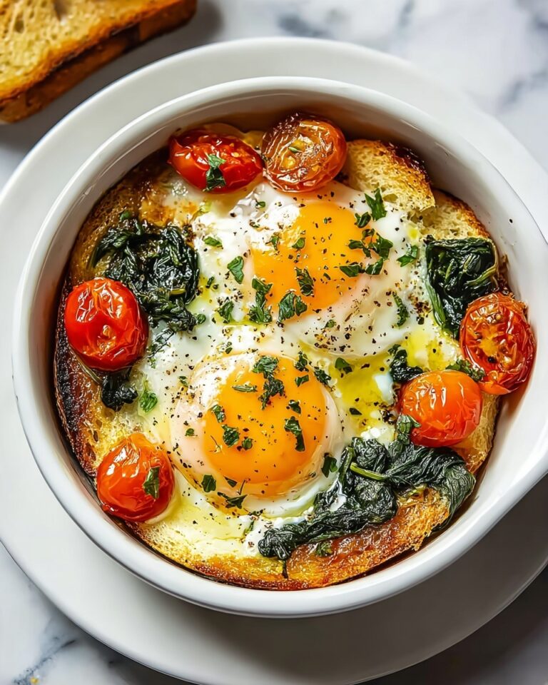 Baked Feta Eggs with Spinach and Tomatoes Recipe