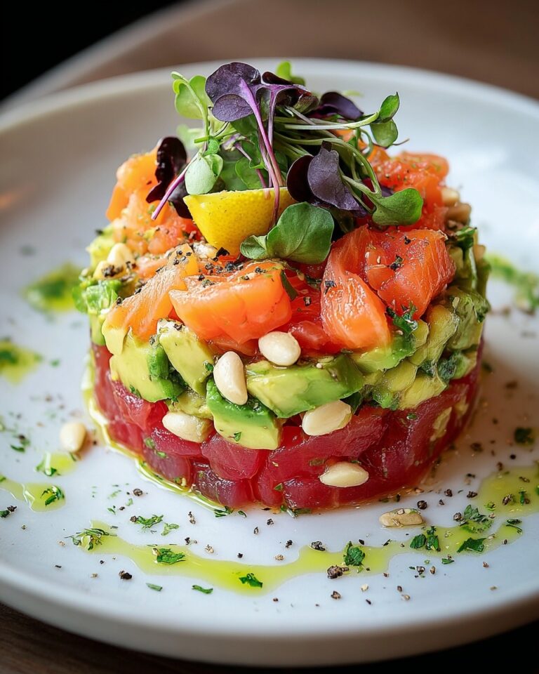 Salmon Tartare with Beetroot, Avocado, and Lemon Vinaigrette Recipe