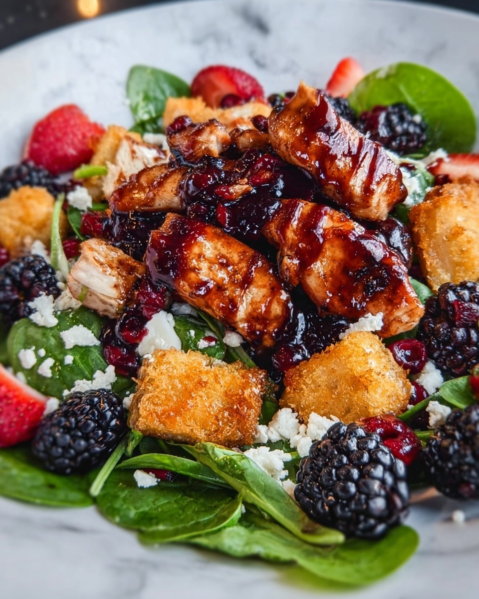 Blackberry Balsamic Grilled Chicken Salad with Crispy Goat Cheese Recipe - Recipe Image
