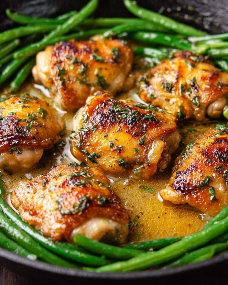 Lemon Garlic Butter Chicken and Green Beans Skillet Recipe