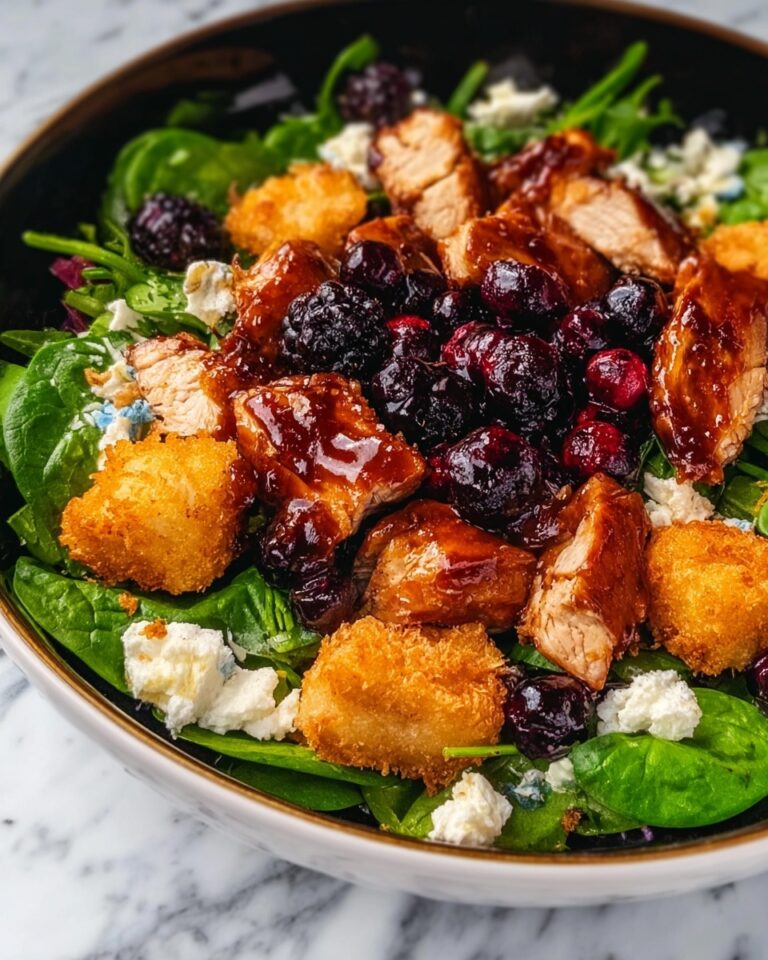 Blackberry Balsamic Grilled Chicken Salad with Crispy Goat Cheese Recipe
