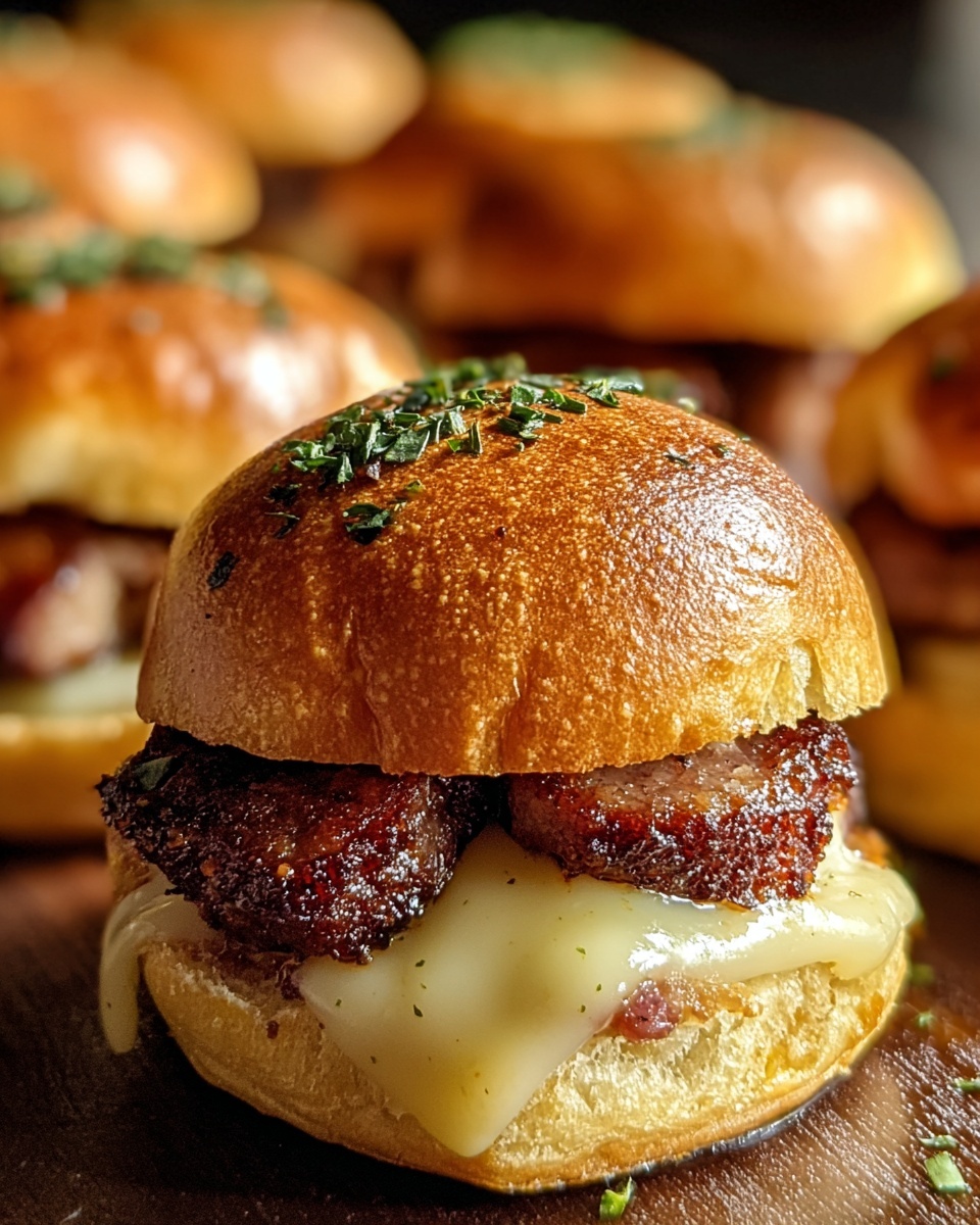 Italian Sausage Slider Sandwiches with Pesto, Provolone, and Roasted Red Peppers Recipe - Recipe Image