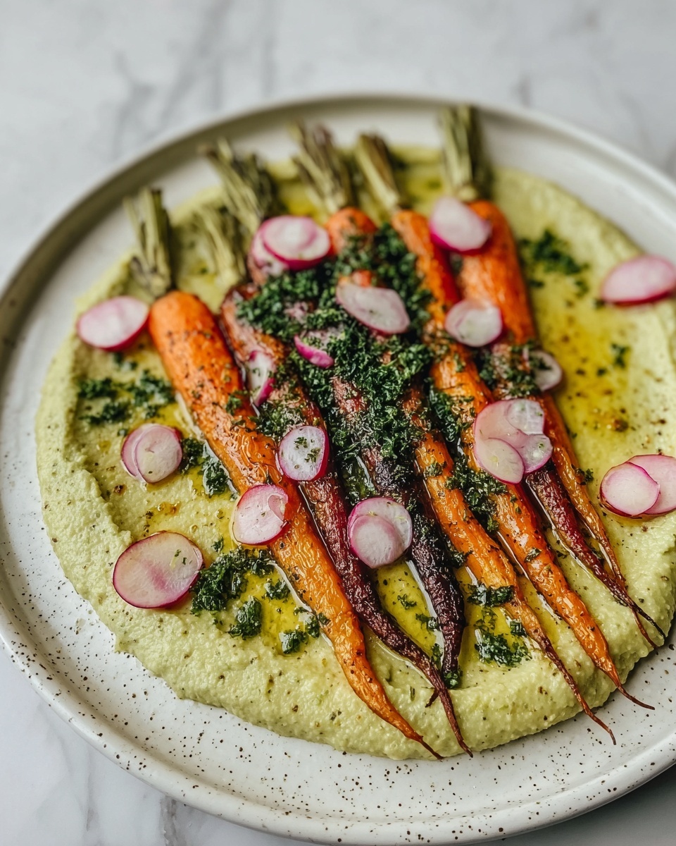 Savory Sticky Miso Roasted Carrots with Fresh Herby Hummus Recipe - Recipe Image