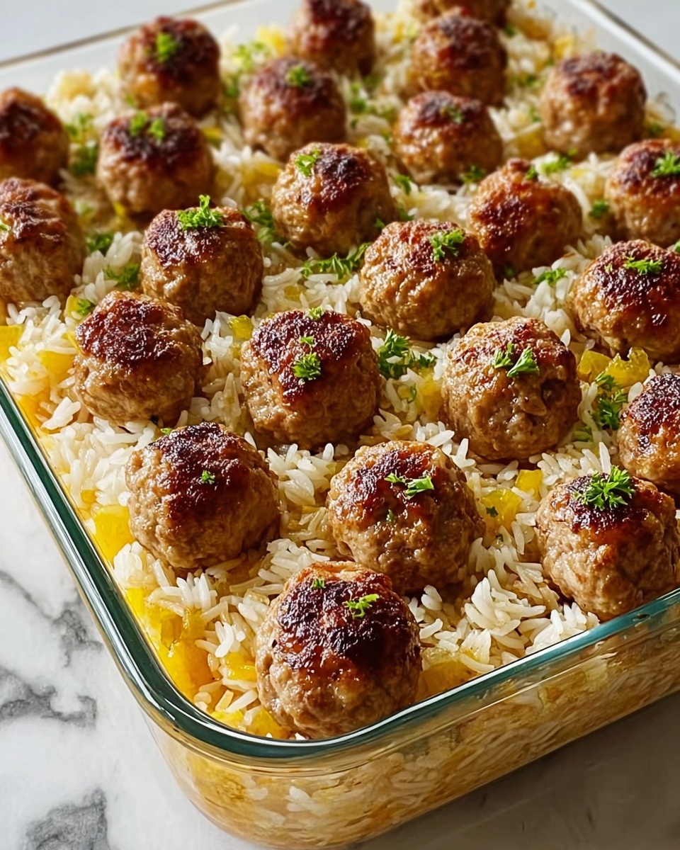 Honey Garlic Meatball Rice Bake Recipe - Recipe Image