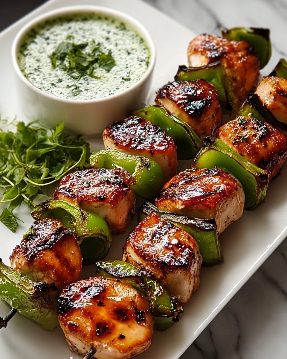 Spicy Honey Jalapeno Chicken Skewers with Cilantro Lime Dip Recipe - Recipe Image