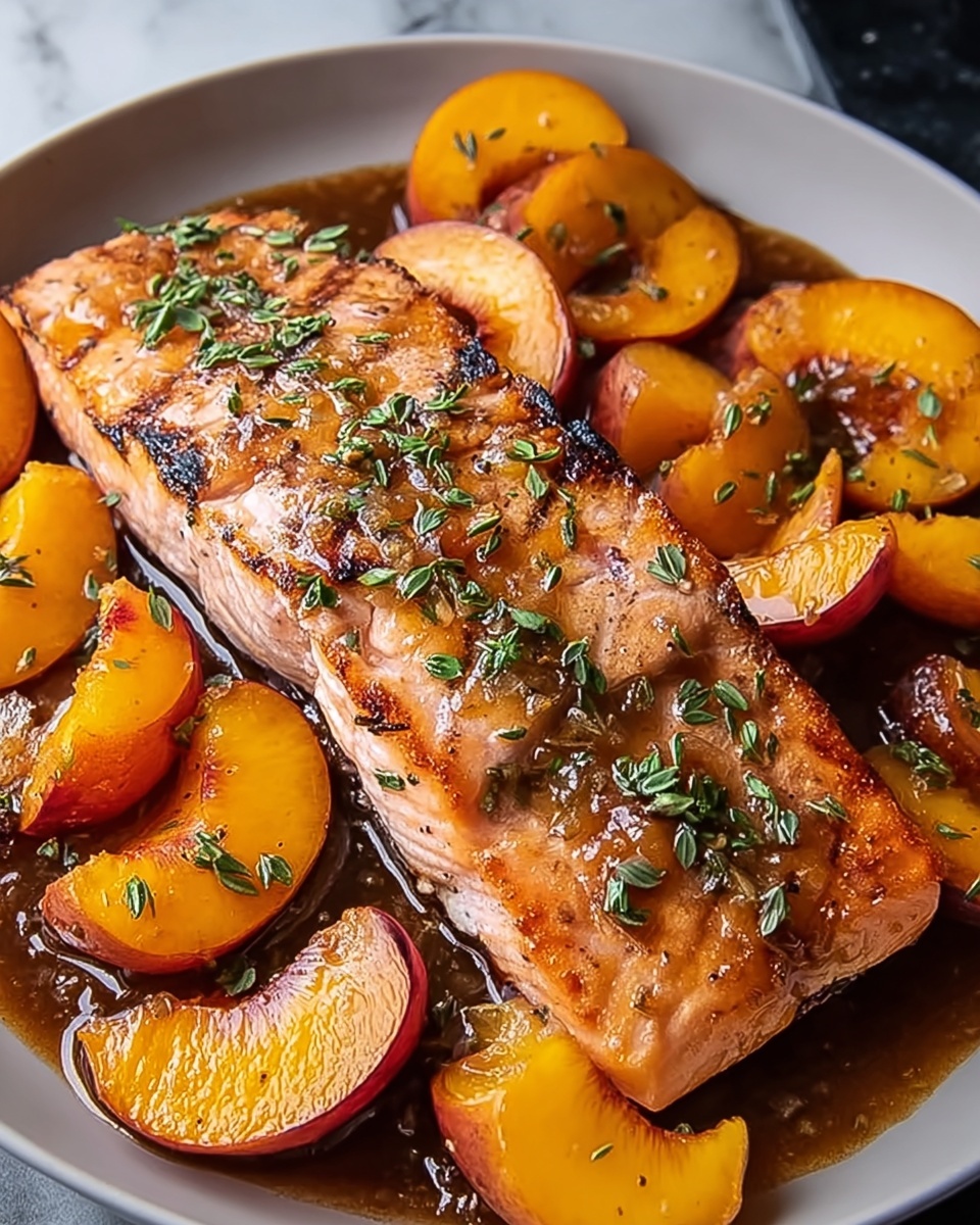 Bourbon Peach Roasted Salmon – A Sweet and Savory Seafood Delight Recipe - Recipe Image