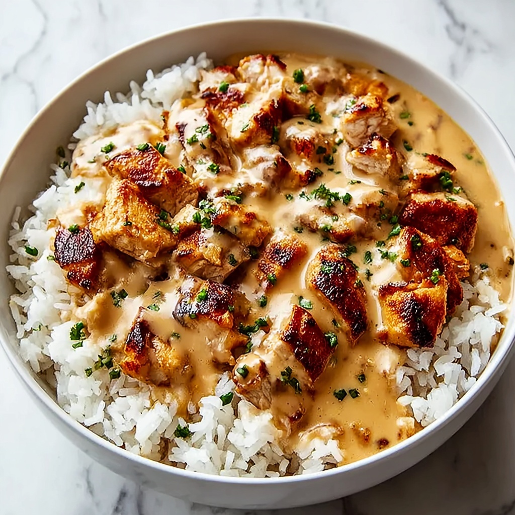 Creamy Smothered Chicken and Rice Recipe - Recipe Image