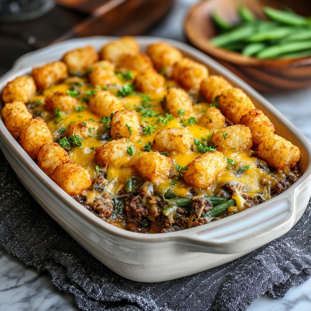 Cheesy Tater Tot Beef Casserole Recipe - Recipe Image